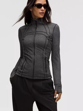 Lululemon Define Herringbone Heathered Slate Black Zip-Up Jacket